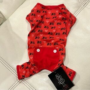 NWT All You Need Is Love red dog onsie